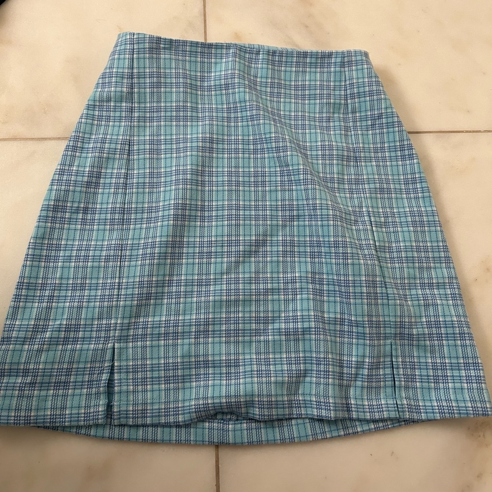 blue plaid brandy melville/ john galt skirt